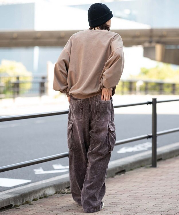 WEGO 【ウエストゴム/MLサイズ展開】イージーコーデュロイカーゴパンツ ブラウンその他