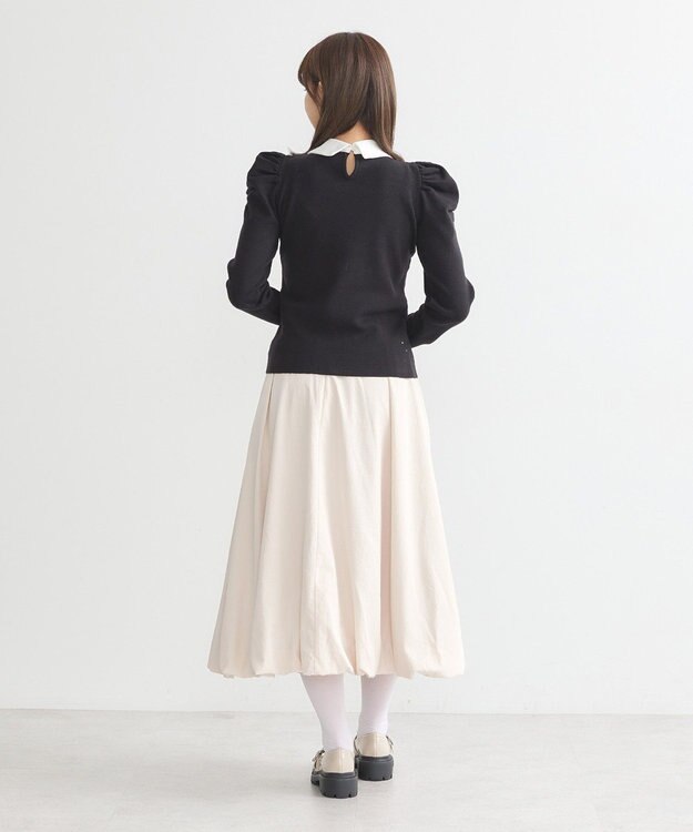 earth music&ecology 襟ビジュー付きニットプルオーバー Black