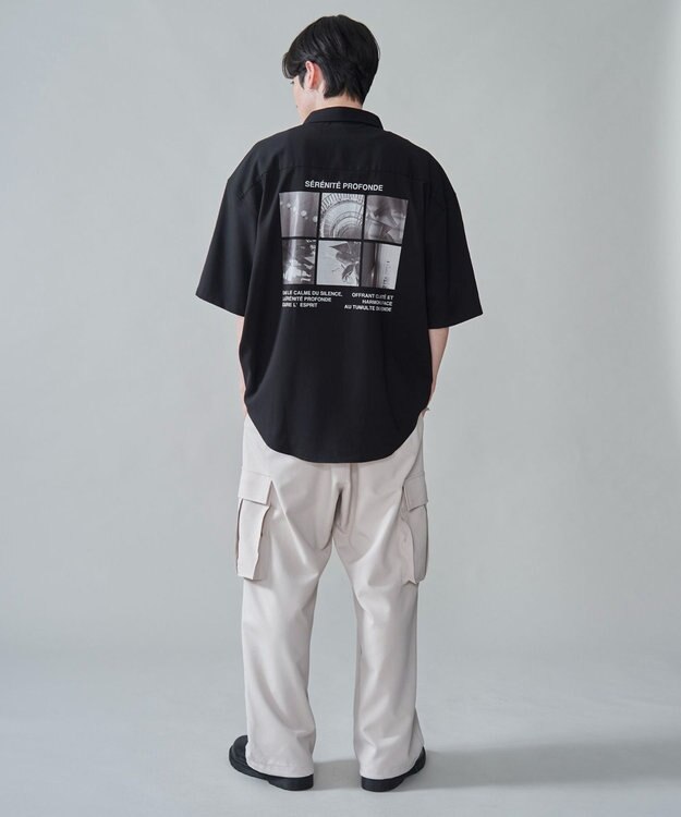 WEGO アムンゼンフォトプリントBIGシャツ（SS） ブラック