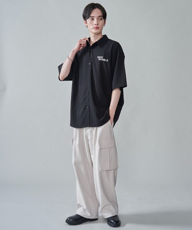 WEGO アムンゼンフォトプリントBIGシャツ（SS） ブラック