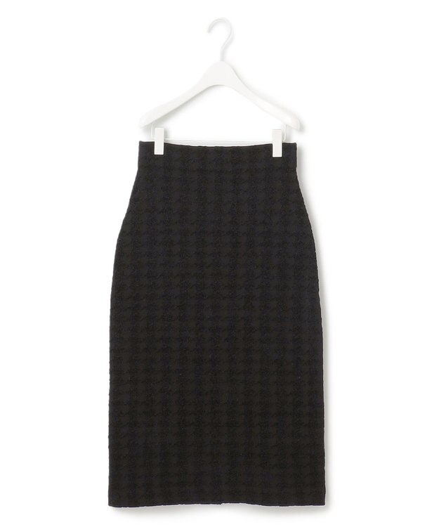 ICB 【洗える】ハウンドトゥースパターン ニットスカート ブラック系