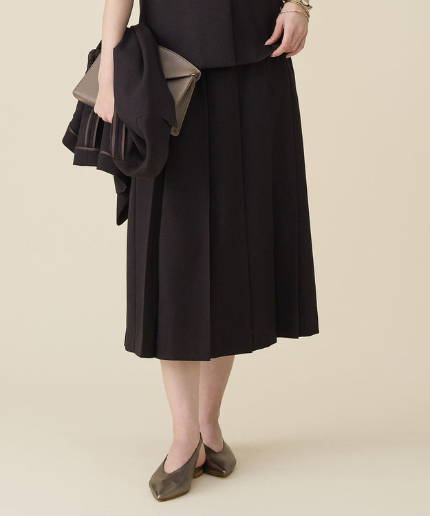 自由区 S 【セットアップ対応】リネンライクシンセティックタック スカート ダークブラウン