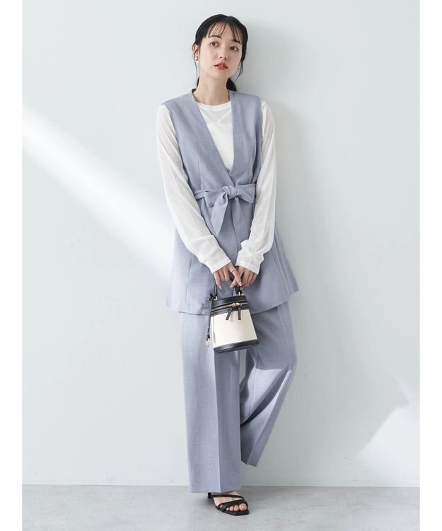 earth music&ecology リネンライクワイドパンツ Grayish Blue