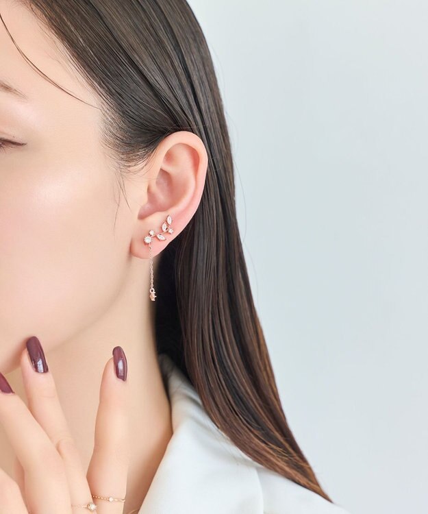 Phoebe 〈シリーズ累計販売10000点突破！〉2wayフラワリービジューピアス&イヤリング　ローズゴールド ローズゴールド