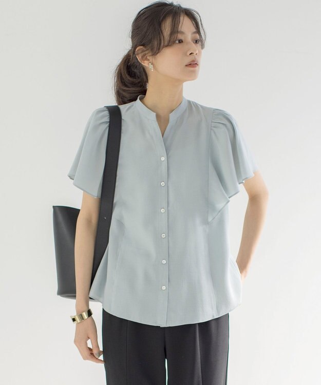 組曲 S 【WEB限定】ヴィンテージジョーゼットスキッパー ブラウス スモーキーミント系