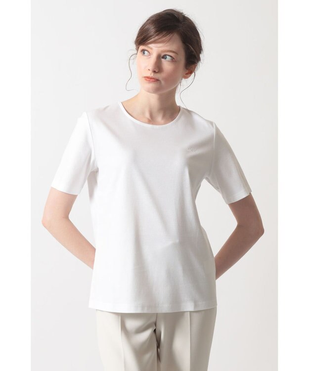 DAKS ロゴ刺繍ベーシックTシャツ ホワイト