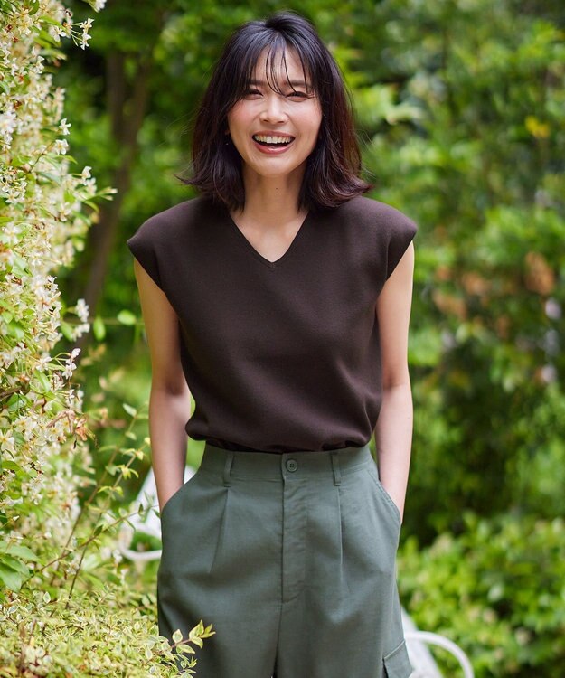 ANY 【前後2WAY/アンチピリング/洗濯機可】ノースリーブニット ブラウン