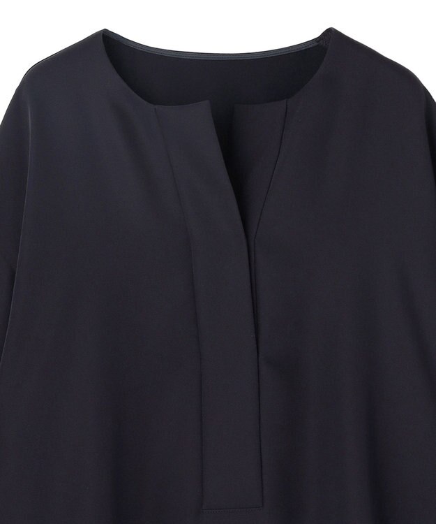 UNFILO 【セットアップ着用可】ドライダブルクロス スキッパーブラウス ネイビー