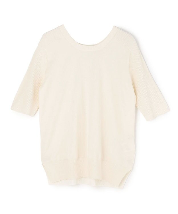 BEIGE， JULIE / コットンシルク 2WAY半袖ニット Ecru