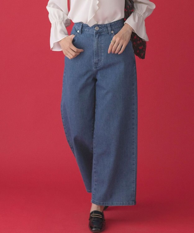組曲 L ライトデニム セミワイドパンツ ライトインディゴ系