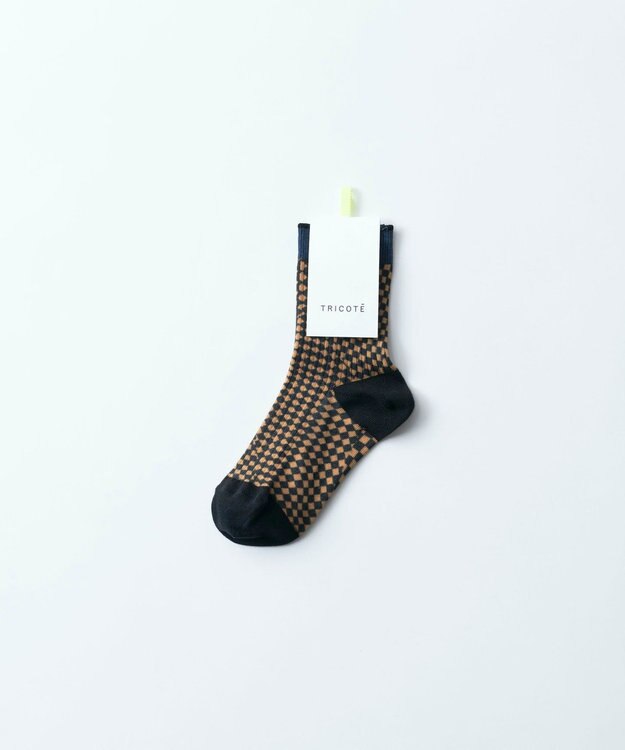 TRICOTE CHACKERD LINK SOCKS／チェッカードリンクソックス 85CAMEL