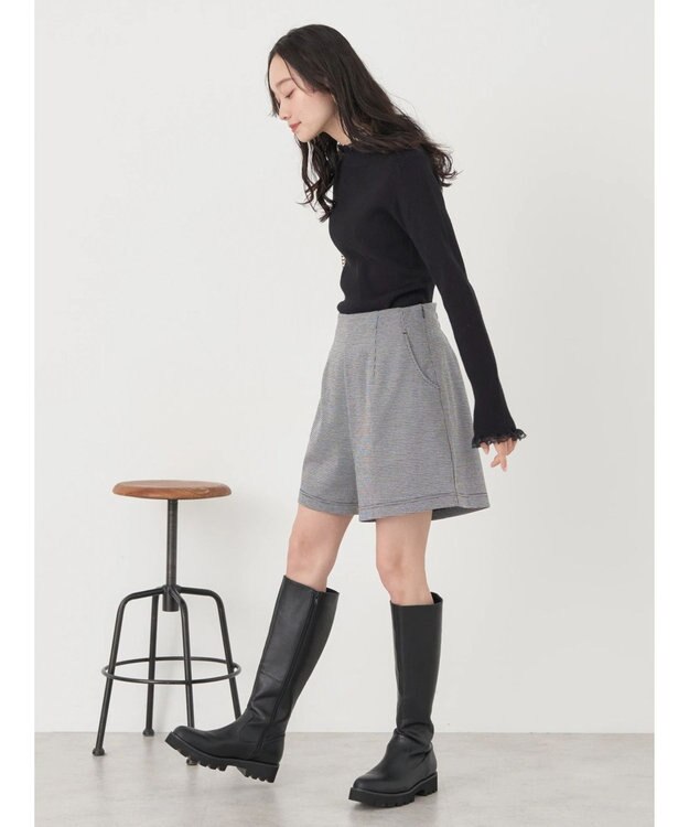 earth music&ecology レースドッキングリブニット Black