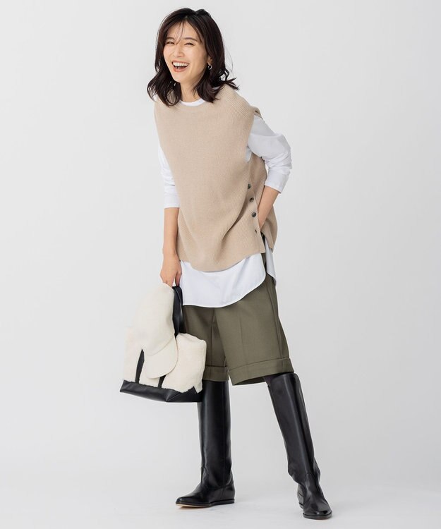 23区 S ライトツイード ハーフパンツ カーキ