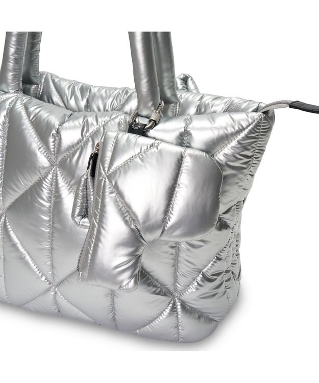 PELLE BORSA キルティングラージトート Shiny Puffy シャイニーパフィー 5836 シルバー