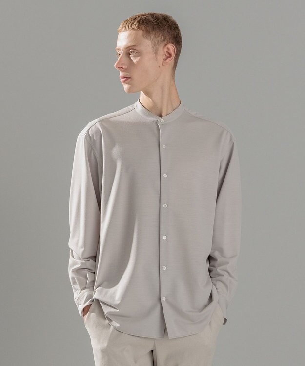 JOSEPH HOMME ウールツイストジャージー　バンドカラーシャツ アイボリー系