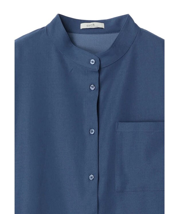 earth music&ecology リボンポイントシャツチュニック Blue
