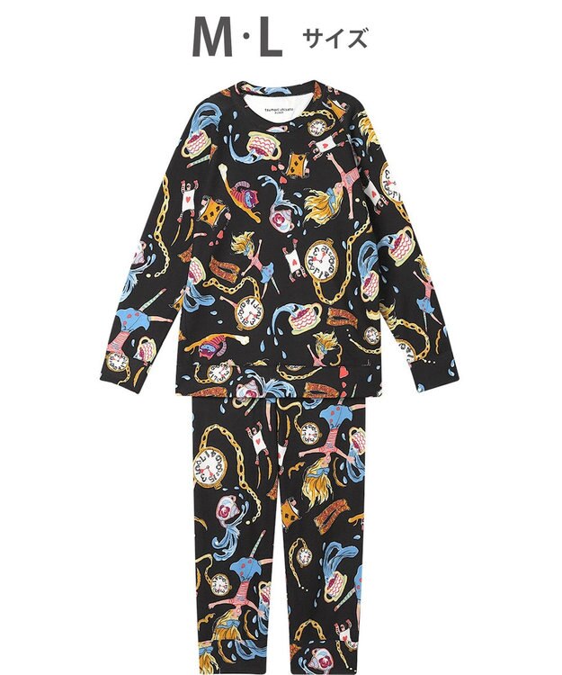 tsumori chisato SLEEP ツモリチサト パジャマ 綿混(本体) あったか 長袖 長ズボン レディース UDW400 /ワコール ブラック