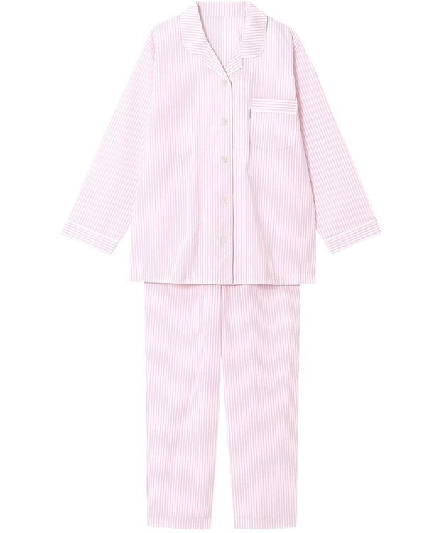 ワコール／睡眠科学 パジャマ 長袖 長ズボン 綿100%(本体) サッカー素材 レディース YDX344 睡眠科学／ワコール ピンク