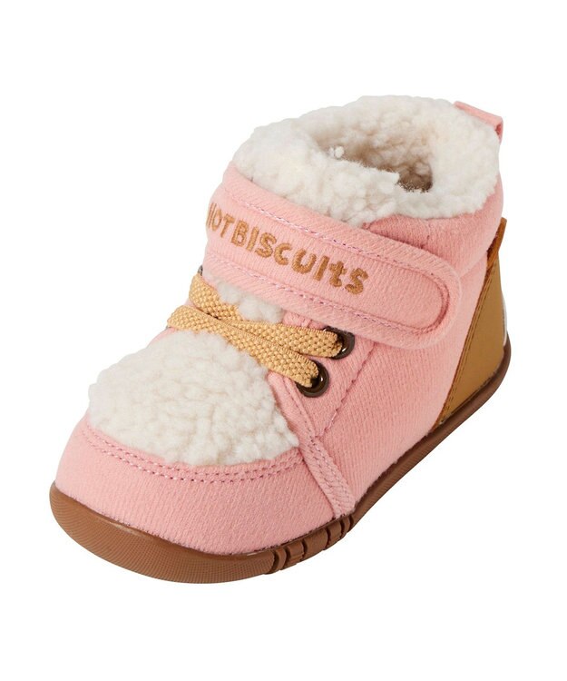 MIKI HOUSE HOT BISCUITS 【11.5-13.5cm】 かかと顔ドン あったかボア付き ファーストシューズ ピンク