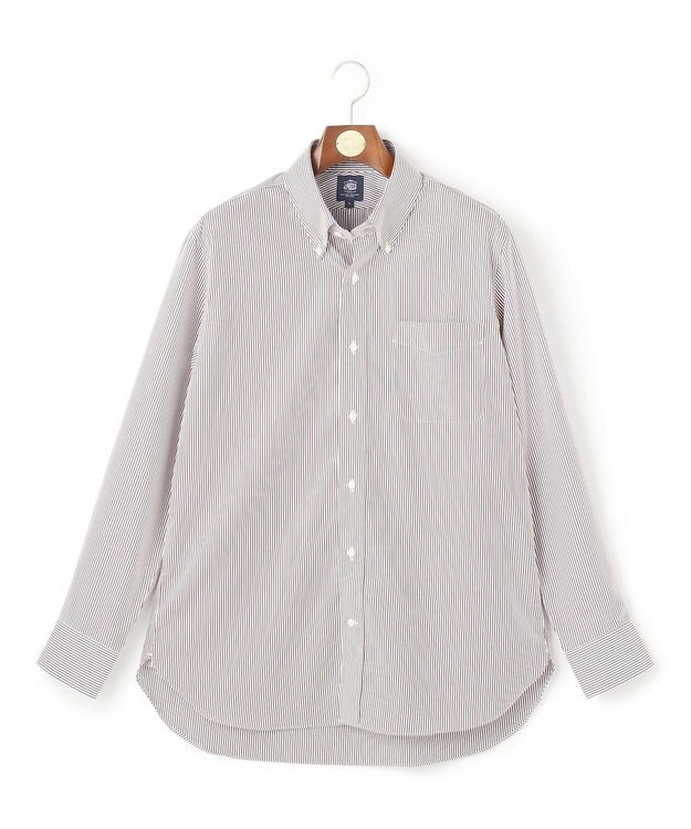 J.PRESS MEN 【KING SIZE】【PREMIUM PLEATS / 形態安定】ロンドンストライプ ドレスシャツ / B.D. ワイン系1