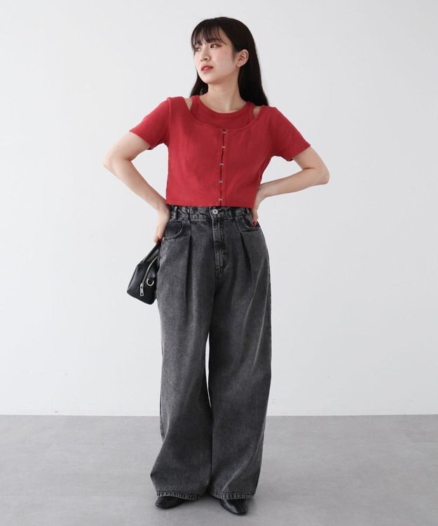 Green Parks ・swing by SET2点カーディガン&タンク Red