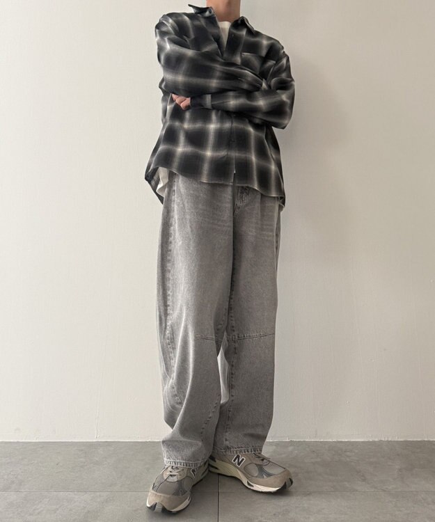 WEGO バレルレッグデニムパンツ グレー