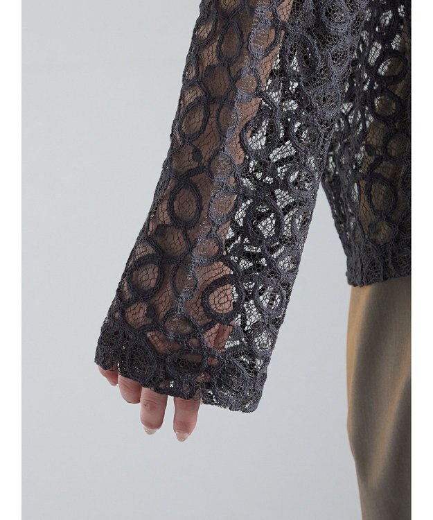 Te chichi レースジップアップフーディー チャコールグレー