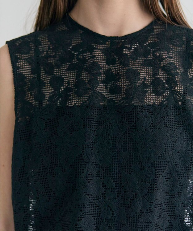 BEIGE， FLUORITE / 異素材コンビ レースブラウス Black