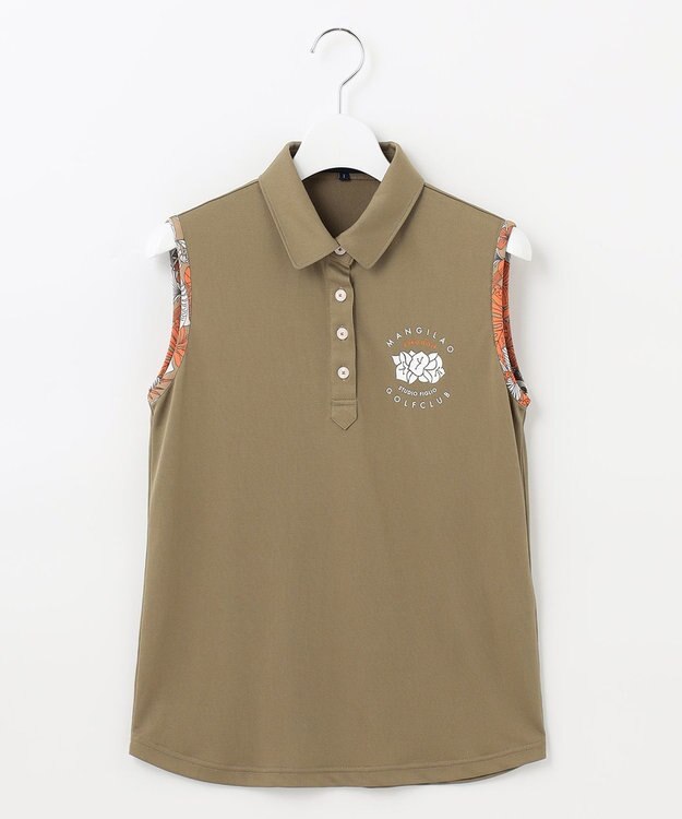 23区GOLF 【WOMEN】【吸水速乾/UVケア】STUDIO FIGLIO アロハ無地 ノースリーブ シャツ ブラウン系