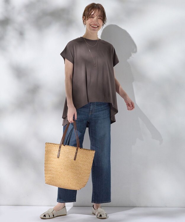 ANY L シルケットスムースチュニック ブラウン