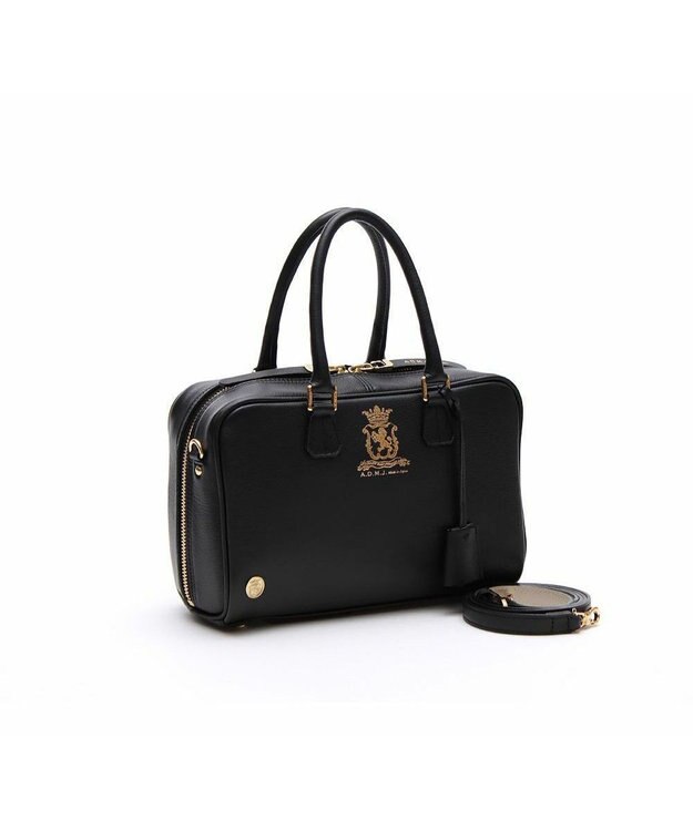 A.D.M.J. 【牛革】クラシックアニルブリロ/ボストン25cm(ショルダーストラップ付) ブラック