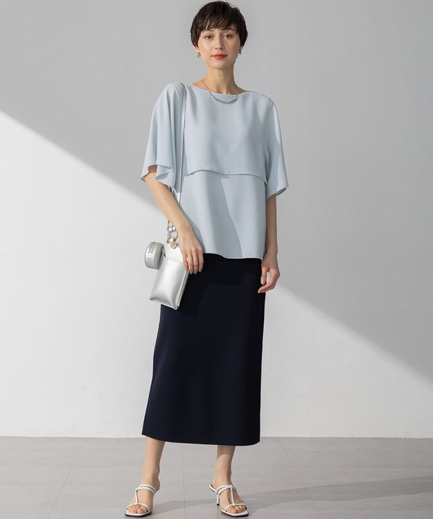 23区 S 【WEB&一部店舗限定/洗える】レーヨンポリエステルストレッチ タイト スカート ネイビー系