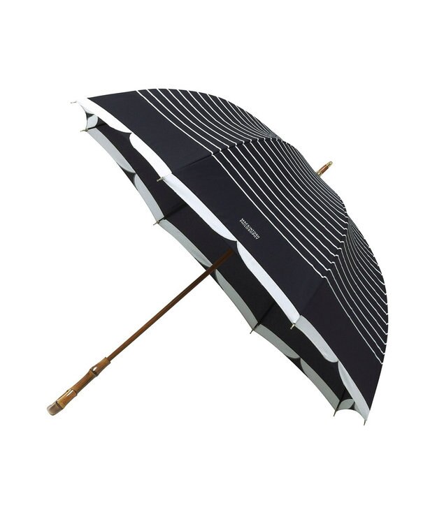 MOONBAT MACKINTOSH PHILOSOPHY(マッキントッシュ フィロソフィー) Cleric collar ボーダー 竹手元 雨傘 長傘 ネイビーブルー