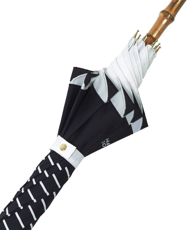 MOONBAT MACKINTOSH PHILOSOPHY(マッキントッシュ フィロソフィー) Cleric collar ボーダー 竹手元 雨傘 長傘 ネイビーブルー