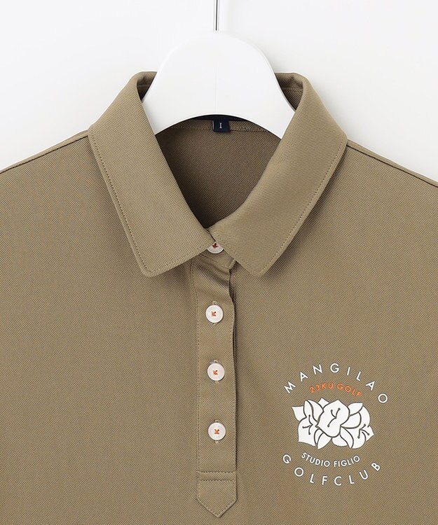 23区GOLF 【WOMEN】【吸水速乾/UVケア】STUDIO FIGLIO アロハ無地 ノースリーブ シャツ ブラウン系