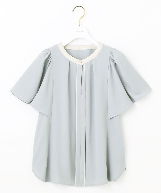 ANY SIS 【2WAY】バイカラーラッフル ブラウス ライトブルー