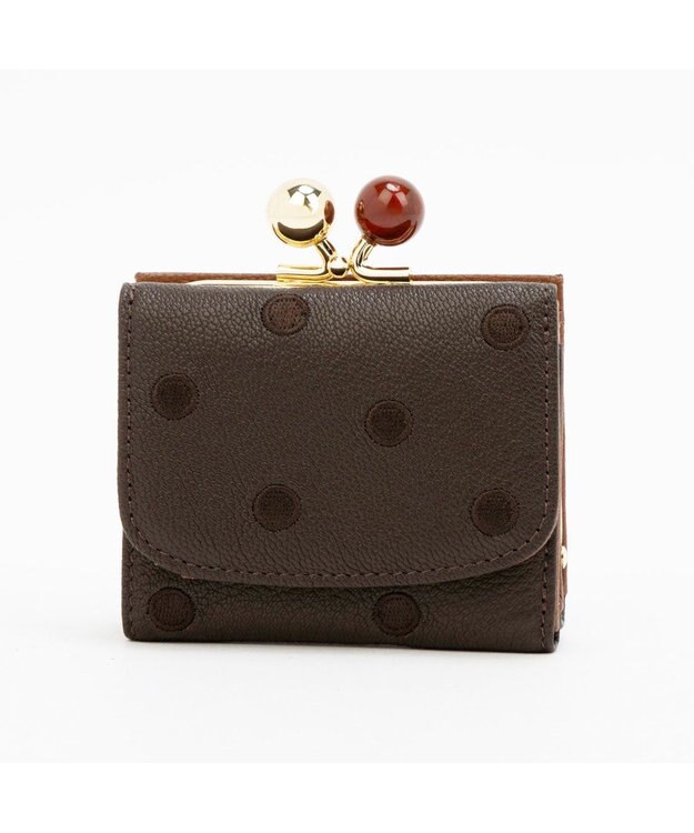 UNBILLION ペルケ perche / アクリル玉三つ折りミニサイフ ブラウンドット