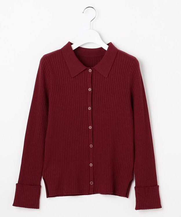 ANY SIS S CICA加工 襟デザイン ニット ボルドー