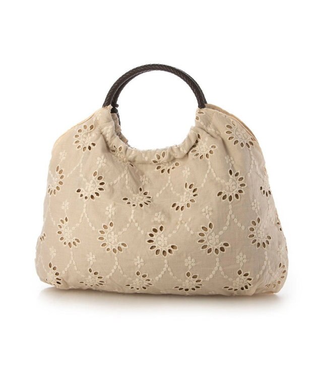 UNBILLION カシュカシュ cachecache / 花刺繍メッシュハンドルトートバッグ ベージュ