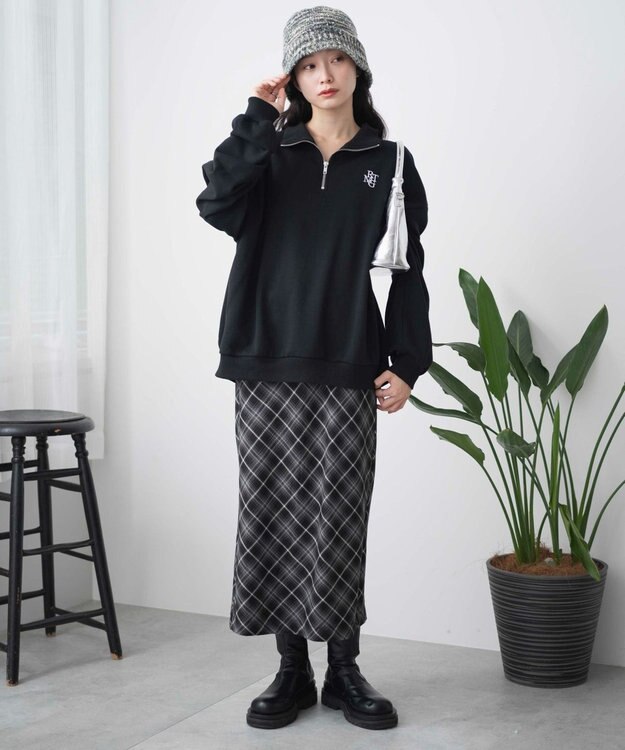 WEGO ハーフジップBIGスウェット ブラック