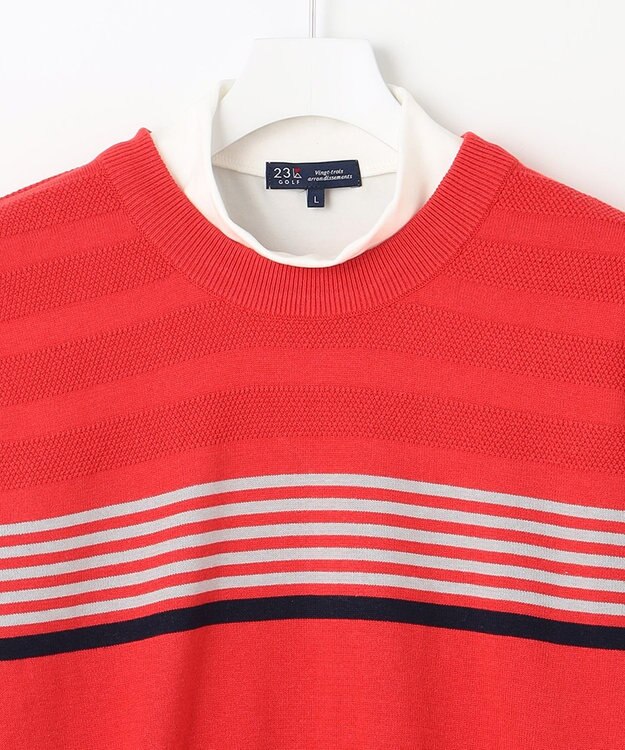 23区GOLF 嬉しいインナー付き【ニット＋吸湿発熱インナー】ニット ツインセット オレンジ系