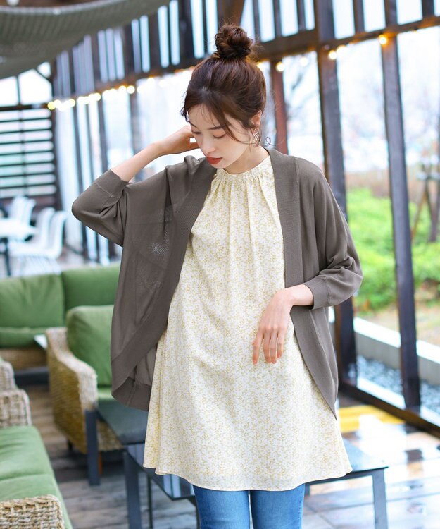 Tiaclasse L 【洗える】体型カバーも叶うAラインギャザーチュニックブラウス イエロー