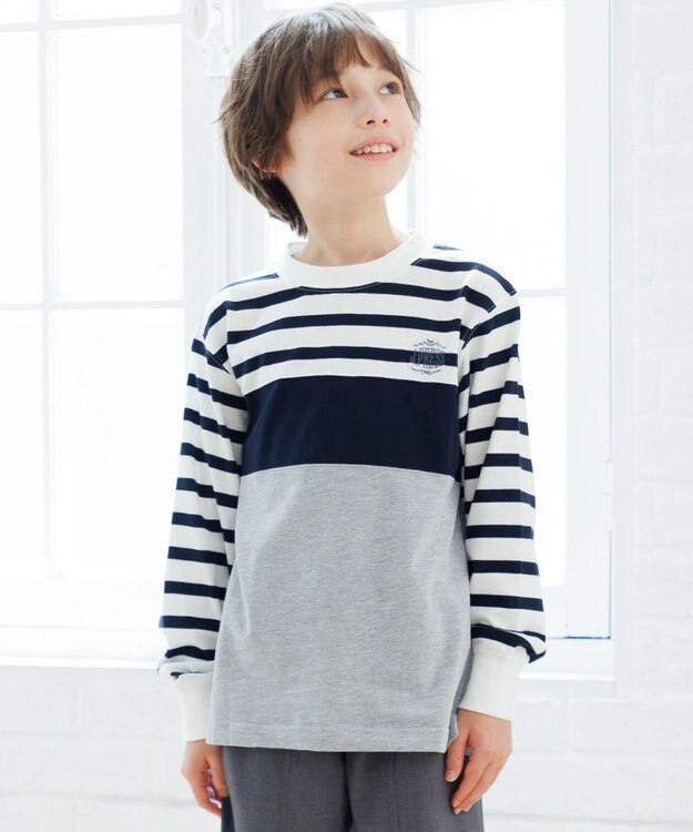 J.PRESS KIDS 【100-130cm】ボーダーミックス カットソー ネイビー系1