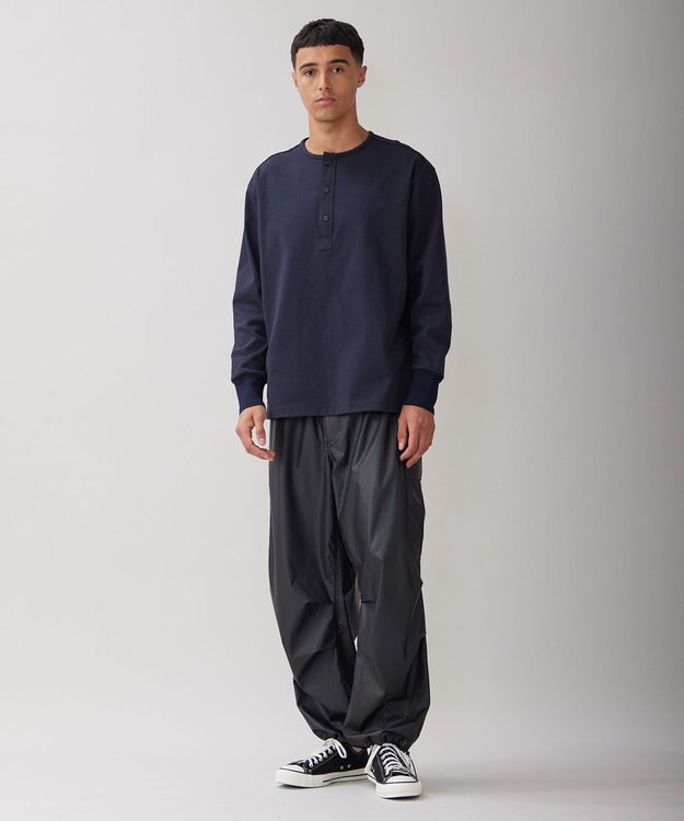UNFILO MENS コットン ヘンリーネックTEE [23年秋冬商品] ネイビー