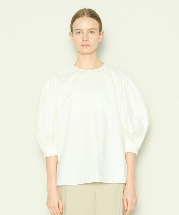 JOSEPH 【洗える】コットンシルク　ラウンドネックブラウス Ivory