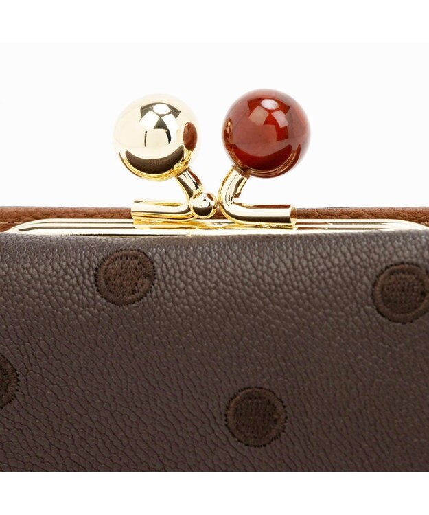 UNBILLION ペルケ perche / アクリル玉三つ折りミニサイフ ブラウンドット