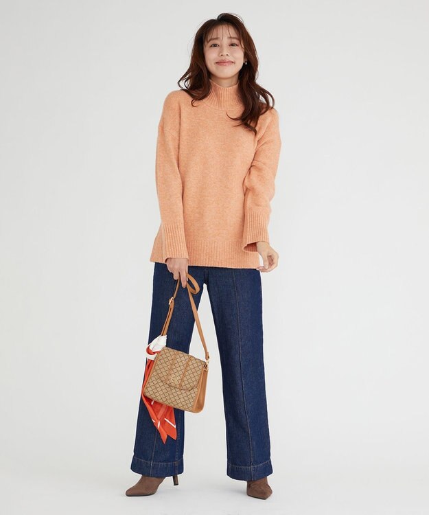 Feroux 【洗える・古畑星夏さん着用】ハイネックニット プルオーバー ライトオレンジ系