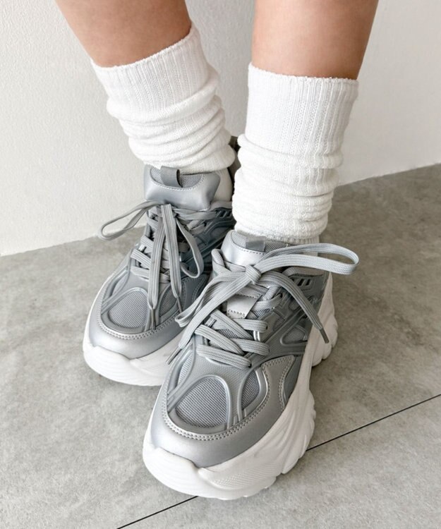 WEGO ラバーコンビ厚底スニーカー シルバー