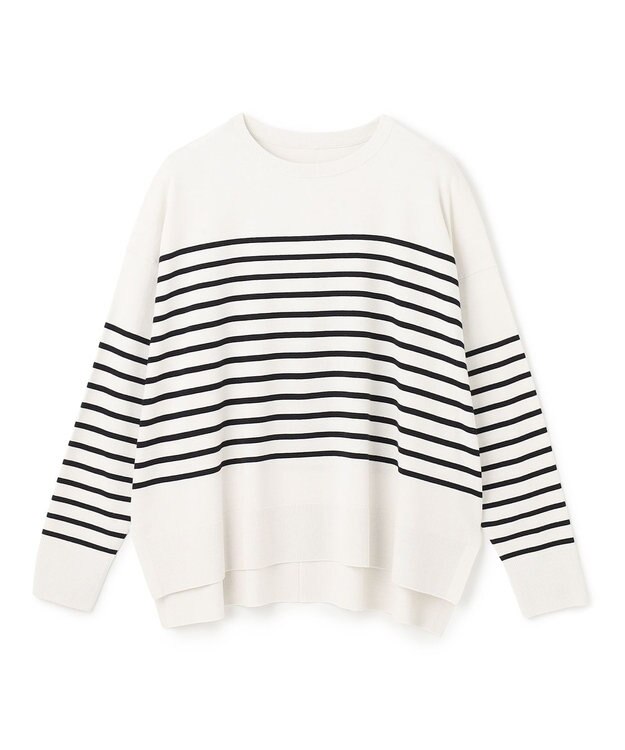 UNFILO マイビューティ クルーネック ニット グレージュ×ブラック