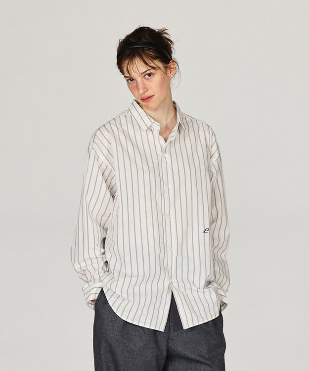 LENO REGULAR COLLAR SHIRTS 《UNISEX》 レギュラーカラーシャツ WHITE STRIPE